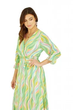 Women Yumi Swirl Print Pleated Dress With Belt