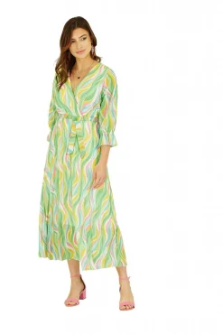 Women Yumi Swirl Print Pleated Dress With Belt