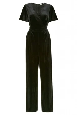 Women Yumi Velvet Jumpsuit With Angel Sleeves