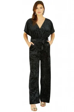 Women Yumi Velvet Kimono Sleeve Jumpsuit